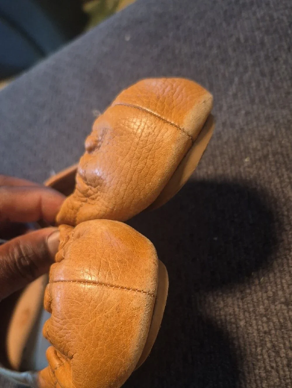 Tory Burch Caramel Leather Ballet Flats with Gold Logo